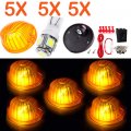 Ocpty Cab Marker Light 5pcs Amber Lens Top Roof Running Assembly W Base T10 White Bulbs 1 Set Wiring Pack Switch Fit For