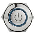 Jacobsparts 16mm Stainless Steel Latching Push Button Switch Silver With Blue Power Led 