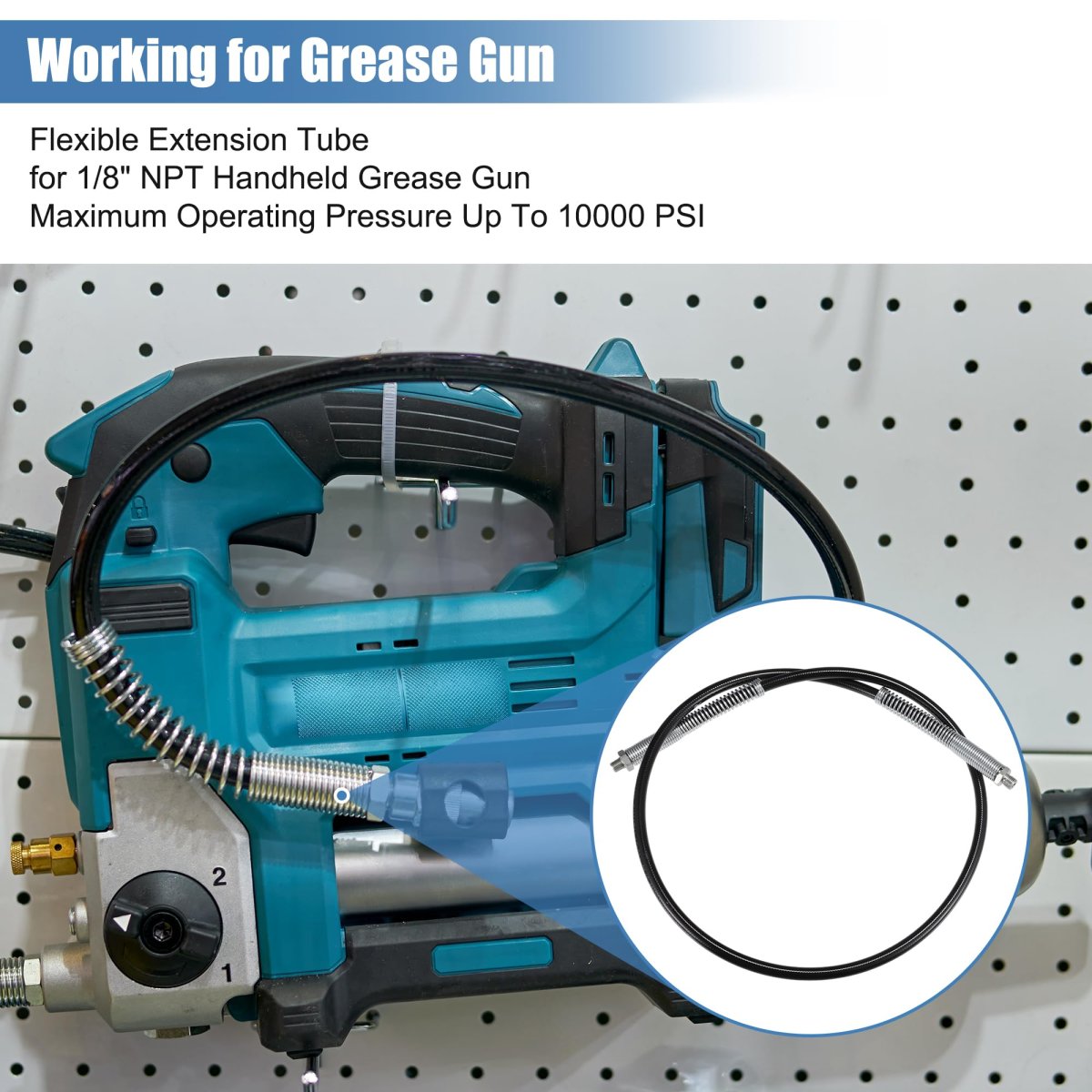 Universal 10000psi 48 Car Grease Gun Flex Hose Trailer Extension Non-slip Black 1 8 Npt