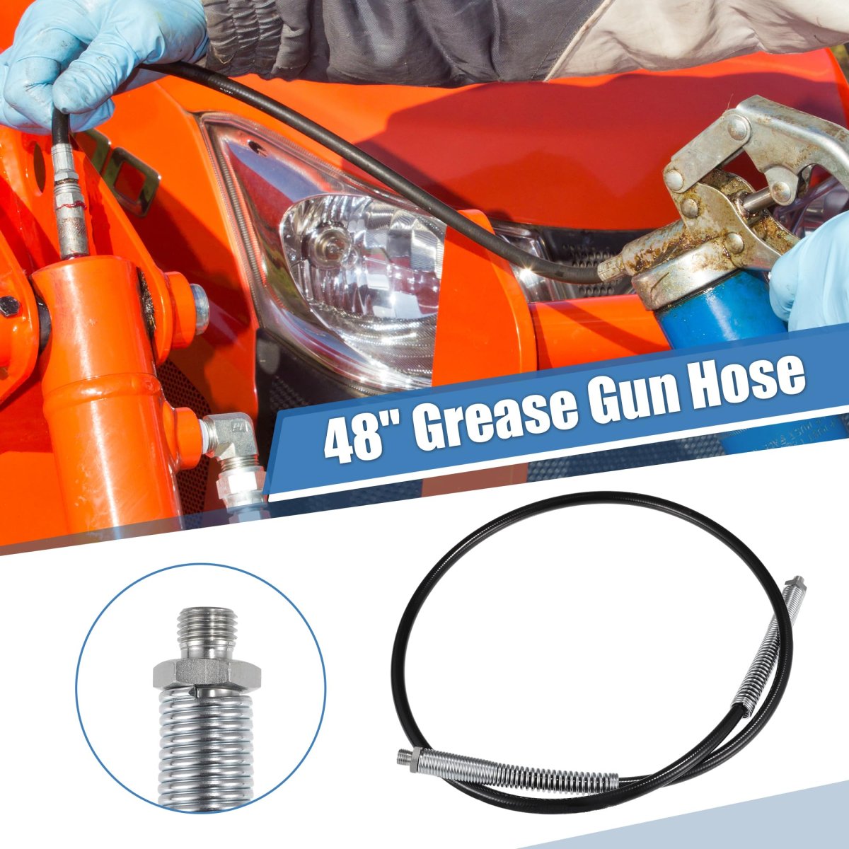 Universal 10000psi 48 Car Grease Gun Flex Hose Trailer Extension Non-slip Black 1 8 Npt