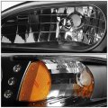 Pair Black Housing Amber Corner Led Headlights Signal Compatible With 94-98 Ford Mustang Sn95