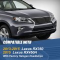 Auto Dynasty Lx2503156 Led Drl Projector Headlight Lamp Compatible With Lexus Rx350 Rx450h 2013-2015 Passenger Right Side Black
