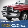 Auto Dynasty 4pcs Sequential L-led Drl Switchback Headlights Assembly Compatible With Dodge Ram 1500 2500 3500 1994-2002 Driver