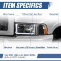 Auto Dynasty 4pcs Sequential L-led Drl Switchback Headlights Assembly Compatible With Dodge Ram 1500 2500 3500 1994-2002 Driver