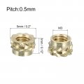 Uxcell Knurled Insert Nuts 100pcs M3 X 3mm L 5mm Od 3d Printing Brass Female Threadeds Heat Set Insert Embedment