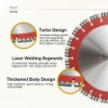 Shdiatool 14 Inch Concrete Saw Blade With Laser Welded Premium Turbo Segments Dry Or Wet Cutting