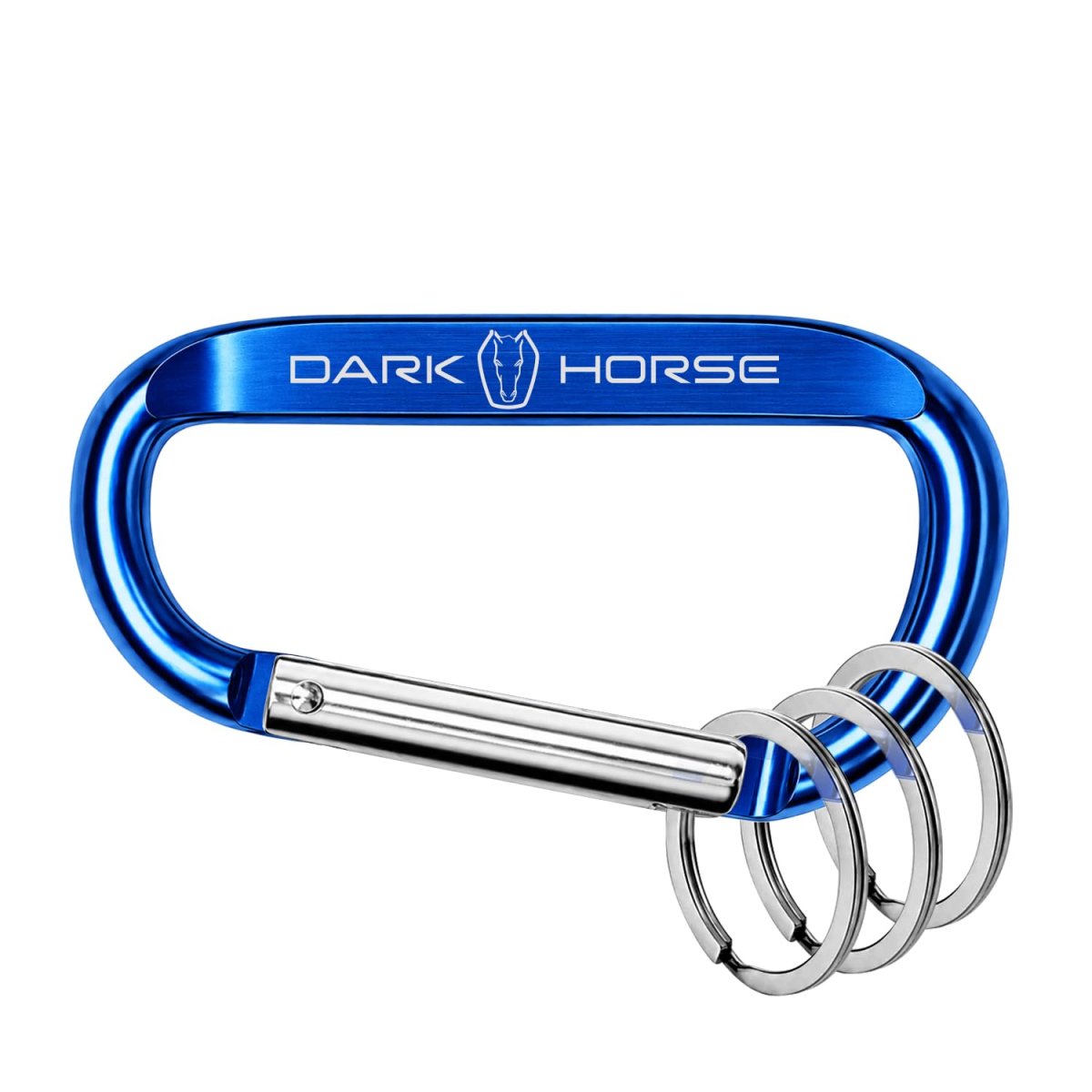 Officially Licensed Ford Mustang Dark Horse Laser Etched Blue Metal Carabiner Keychain With Split Key Rings 3 In X 1 5
