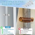 4pcs 57mm 2-1 4 Two Hole Rigid Pipe Strap 304 Stainless Steel Conduit Clamp Thicken U Bracket Heavy Duty With Self-tapping