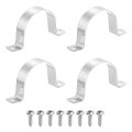 4pcs 57mm 2-1 4 Two Hole Rigid Pipe Strap 304 Stainless Steel Conduit Clamp Thicken U Bracket Heavy Duty With Self-tapping