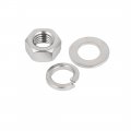Uxcell M12 Thread Diameter 304 Stainless Steel Hex Nut Flat Washer Split Lock 5 Sets
