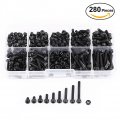 280pcs M3 4mm 5mm 6mm 8mm 10mm 12mm 16mm 20mm 25mm 12 9 Grade Alloy Steel Cap Head Hex Socket Bolt Screw Nut Metric Machine
