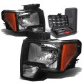 Auto Dynasty Black Housing Amber Corner Headlight Head Lamps Tool Kit For Ford F-150 09-14 