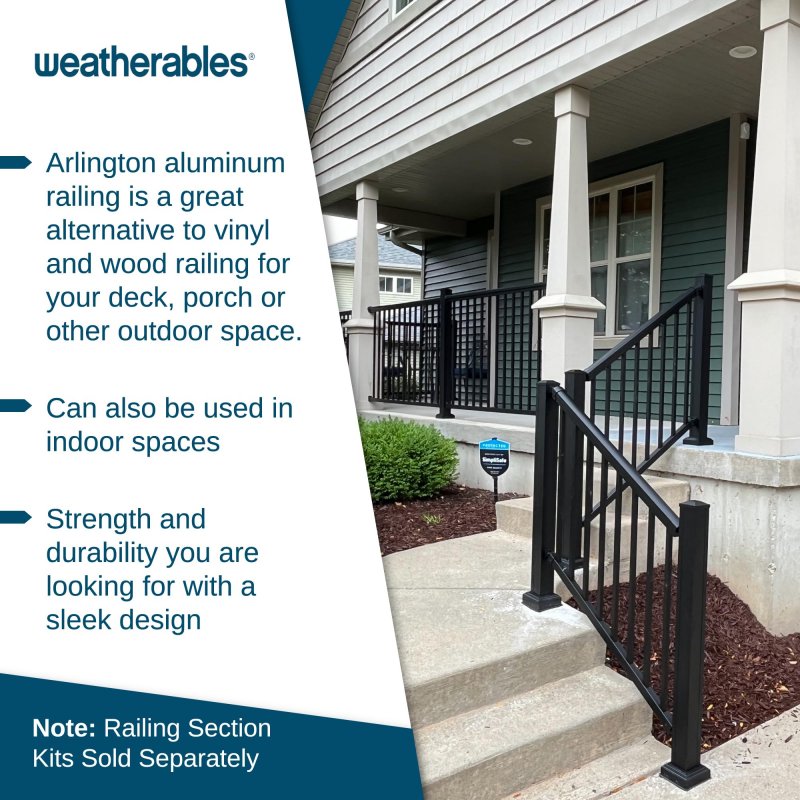Weatherables Arlington Railing Post Kit A Aluminum For Kits Made With Durable Low-maintenance Black Textured Powder-coat Finish