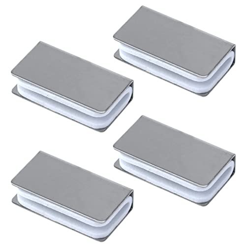 Utalind 4 Pack Glass Clip Silver Strikes Plate Magnetic Rectangular Touch Clamps Cabinet Latch Replacement Parts For Door