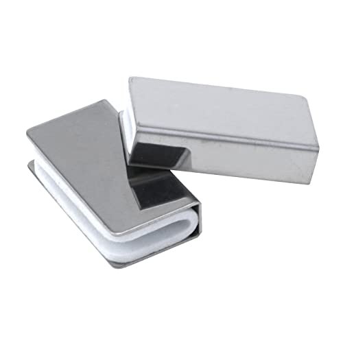 Utalind 4 Pack Glass Clip Silver Strikes Plate Magnetic Rectangular Touch Clamps Cabinet Latch Replacement Parts For Door