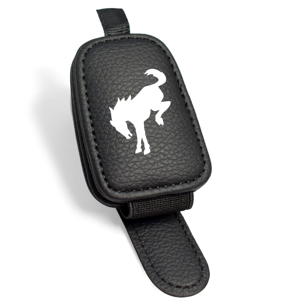 Ford Bronco Rectangle Black Leather Magnetic Sunglass Holder Car Sun Visor Mount Clip Official Licensed