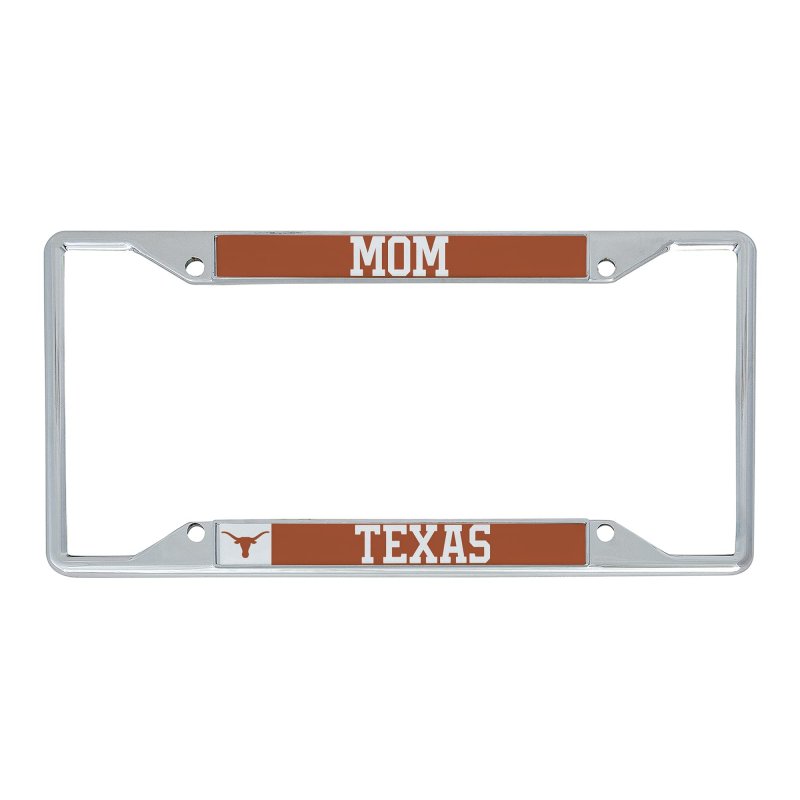 University Of Texas Austin Longhorns License Plate Frame Mom Officially Licensed Zinc Alloy Metal Car Tag Holder 6 25 X 12 In