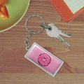 Graphics More Cute Chocolate Valentine Donut Pink Hearts Rectangle Keychain In Chrome Plated Metal