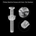Uxcell M3 X 25mm Plastic Phillips Machine Screws With Nuts And Flat Washers Pc Head Bolts Transparent 20 Sets