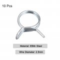 Uxcell Double Wire Spring Hose Clamp 10pcs 65mn Steel 25mm Inner Dia Fit 26mm-28 5mm Od Fuel Line Silicone Tube Clips Silver