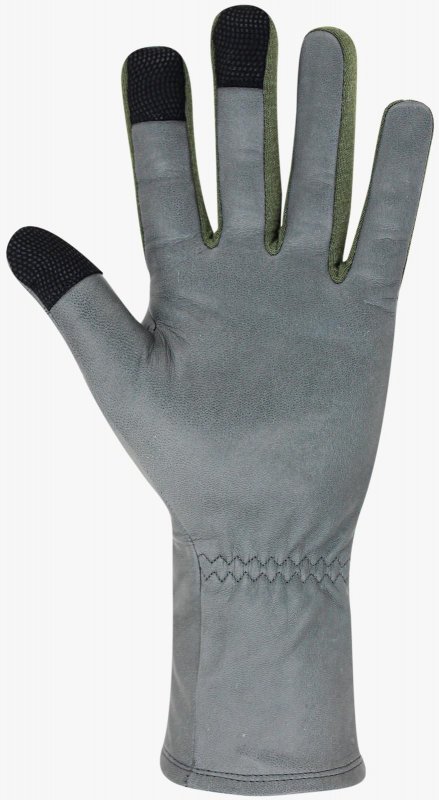 Onetac Touch Screen Nomex Pilot Flight Flyers Operator Aviation Duty Work Gloves Goat Leather Tight Fit Palm Green Gray Medium