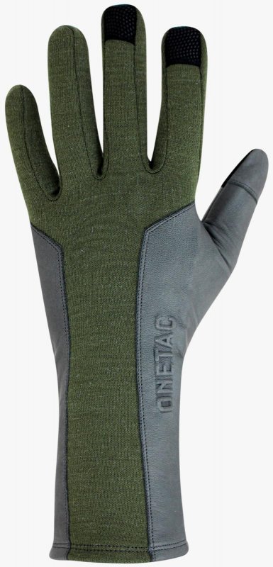 Onetac Touch Screen Nomex Pilot Flight Flyers Operator Aviation Duty Work Gloves Goat Leather Tight Fit Palm Green Gray Medium