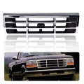 G-plus Platinum Front Grille Compatible With Ford F250 F350 1992 1993 1994 1995 1996 1997 Chrome W Emblem