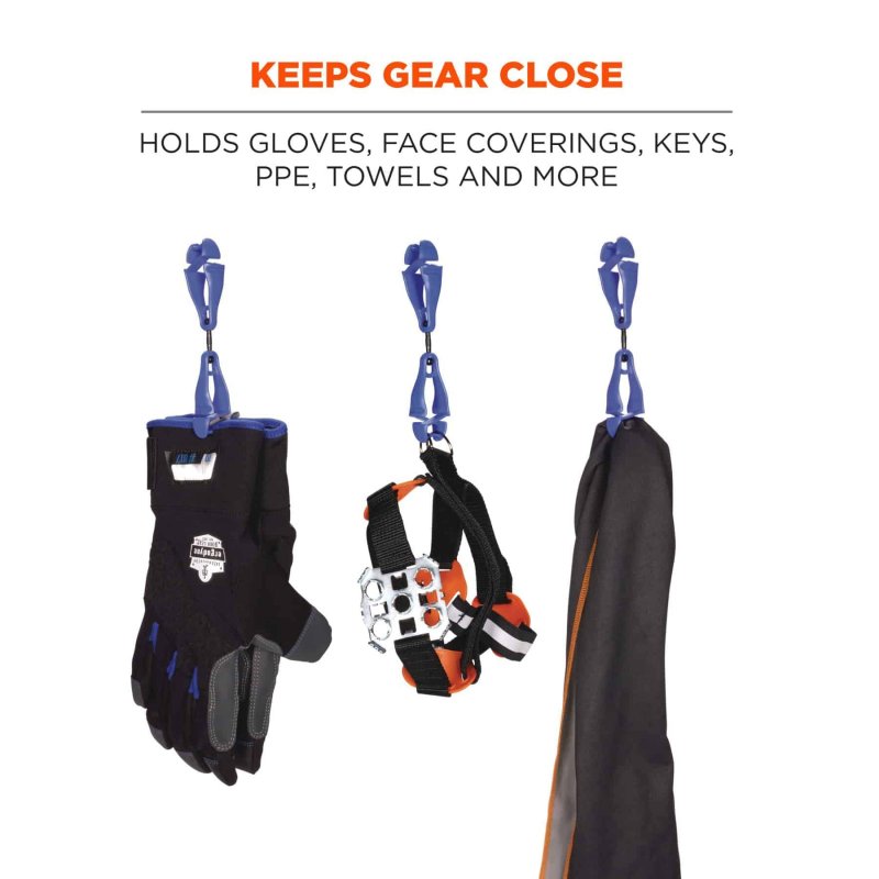 Squids 3420 Swiveling Glove Clip Holder With Dual Clips Blue Durable Non Conductive Ppe And Tool Gear Breakaway Link Closure