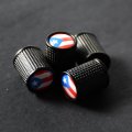 Set Of 4 Auto Tire Valve Stem Cap Cover With Puerto Rico Flag Emblem Badge For Car Pickup Trunk Motorcycle Estado Libre 
