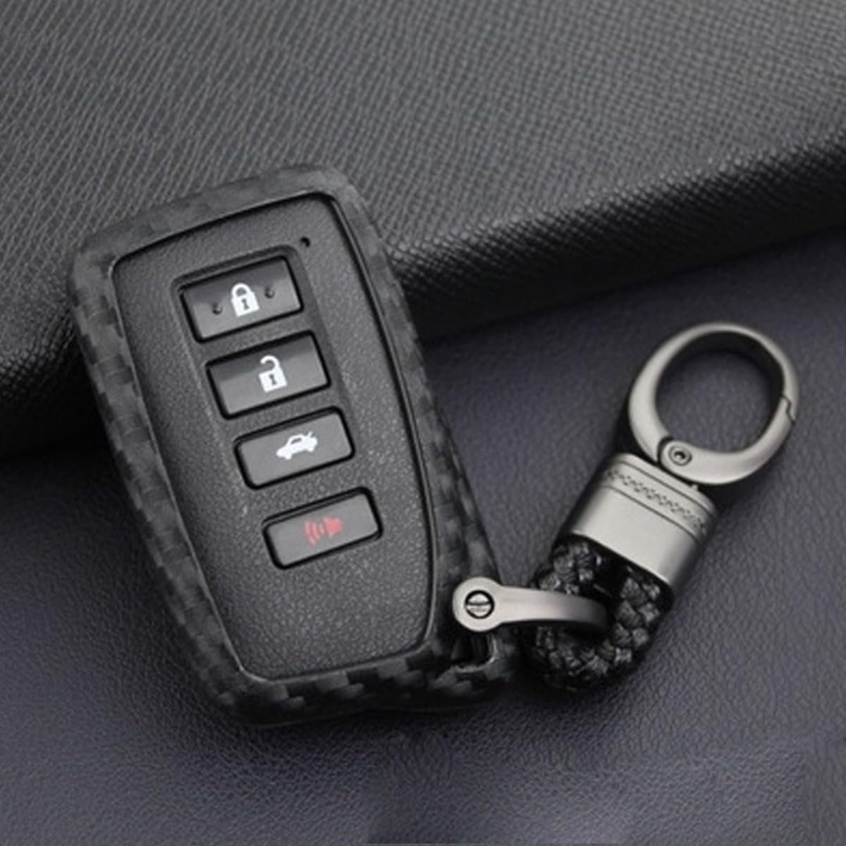 Carbon Fiber Car Key Fob Case Cover Chain Ring Keychain Accessories For Lexus