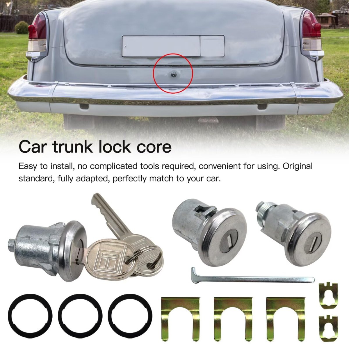 Door Lock Cylinder And 2 Keys Doors Trunk Key Set Replacement For Pontiac Grand Am 1974 Part Number 654394765282