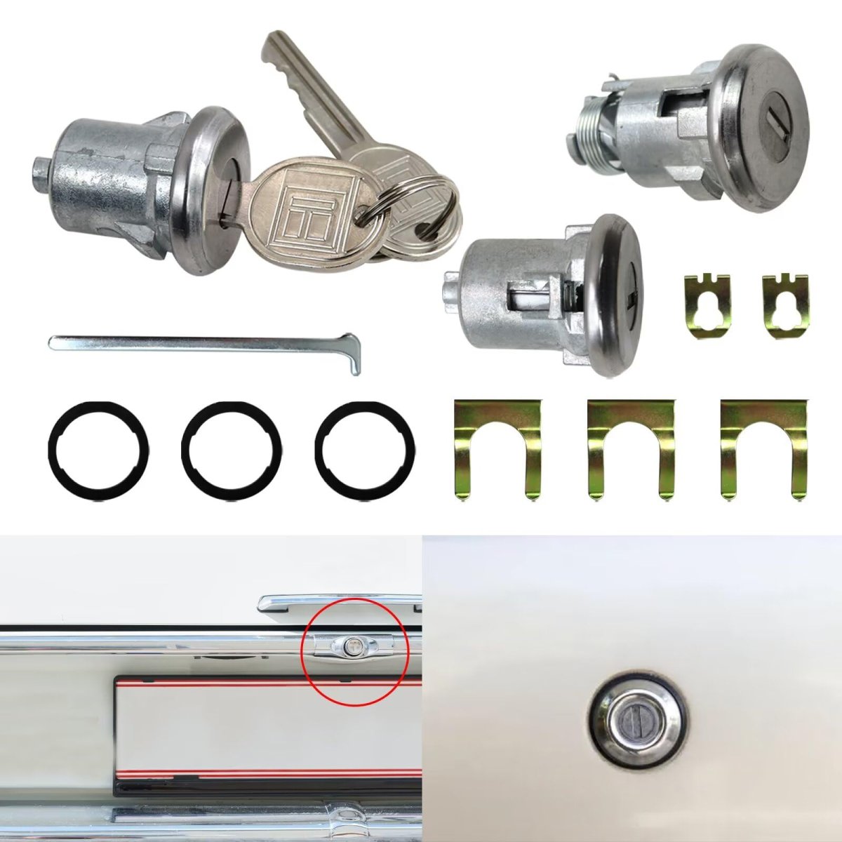 Door Lock Cylinder And 2 Keys Doors Trunk Key Set Replacement For Pontiac Grand Am 1974 Part Number 654394765282