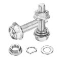M6 X 25mm Flanged Hex Head Bolts 10pcs 304 Stainless Steel Flange Hexagon Screws With Nuts Flat Lock Washers Fully Threaded For 