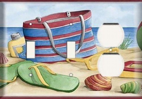 Two Switch One Duplex Receptacle Plate Beach Bag