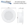 Recpro Rv 6 5 Ceiling Vent Polar White Low-profile Air Cover Snap-on Design Improves Airflow Circulation Durable Plastic