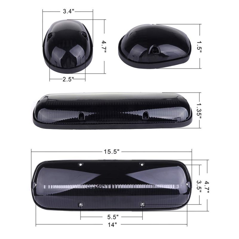 Cab Marker Light 3pcs Smoke Top Roof Running Assembly T10 Green Bulbs 1 Set Wiring Pack Switch Fit For 2002-2006 Chevy