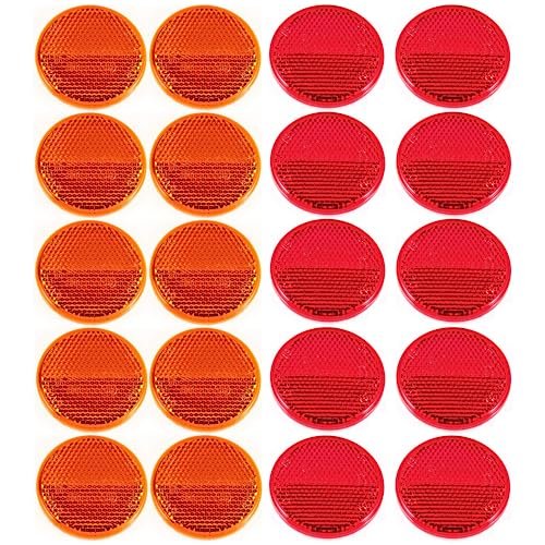 All Star Truck Parts 10x Amber Red 2 Inch Round Reflector Bike Trailer Boat Mailbox Construction Equipment Suv Rv Camper Safety
