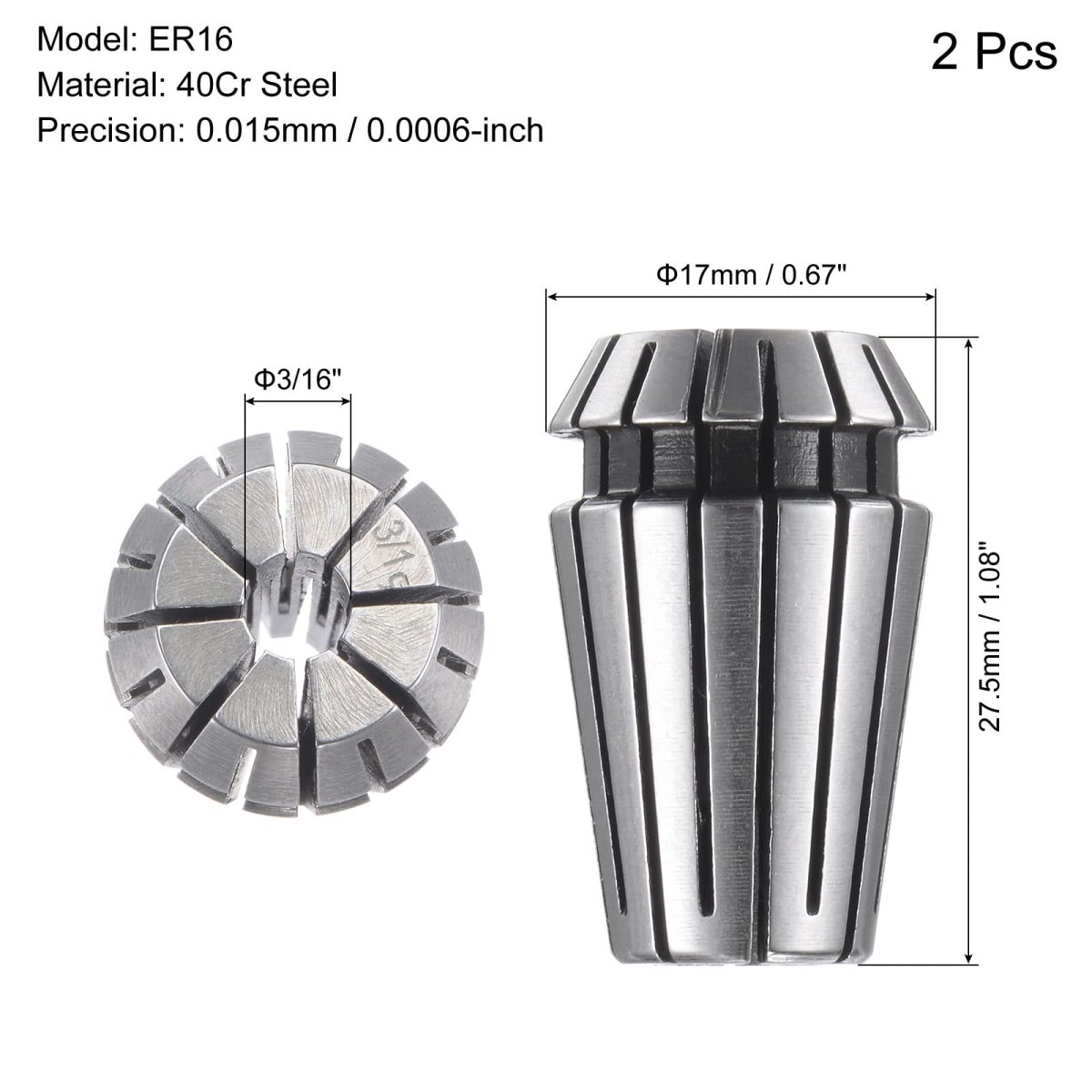 Er16 Spring Collet 3 16 Chuck For Cnc Engraving Machine Lathe Milling 2pcs