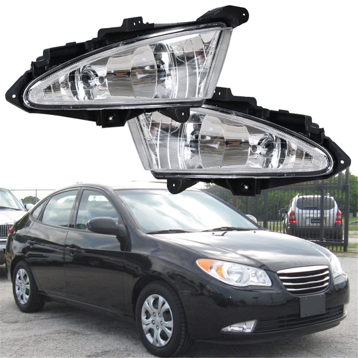 Fog Lights Assembly Replacement For Hyundai Elantra 2007 2008 2009 2010 Driver And Passenger Side Driving Lamp Kit With Bulbs