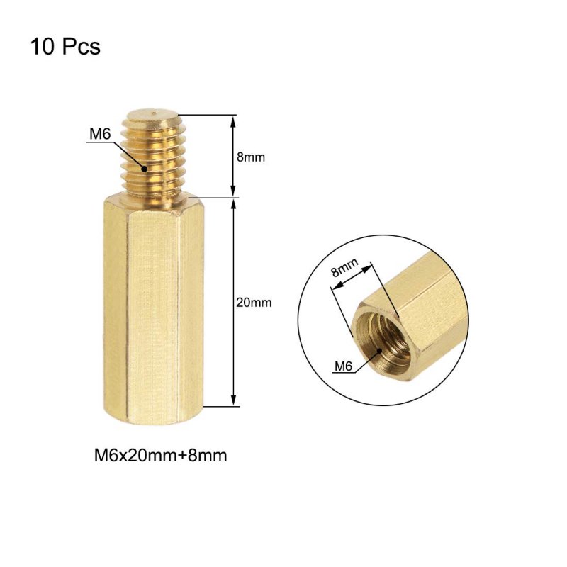 M6x20mm 8mm Male Female Brass Hex Pcb Motherboard Spacer Standoff For Fpv Drone Quadcopter Computer And Circuit Board 10 Pieces