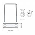 Uxcell Square U-bolts 2 50mm Inner Width 130mm Length Carbon Steel M8 With Nuts Frame Plate Round Washers 4 Set