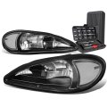 Black Housing Clear Corner Headlight Head Lamps Tool Kit Compatible With Pontiac Grand Am 99-05