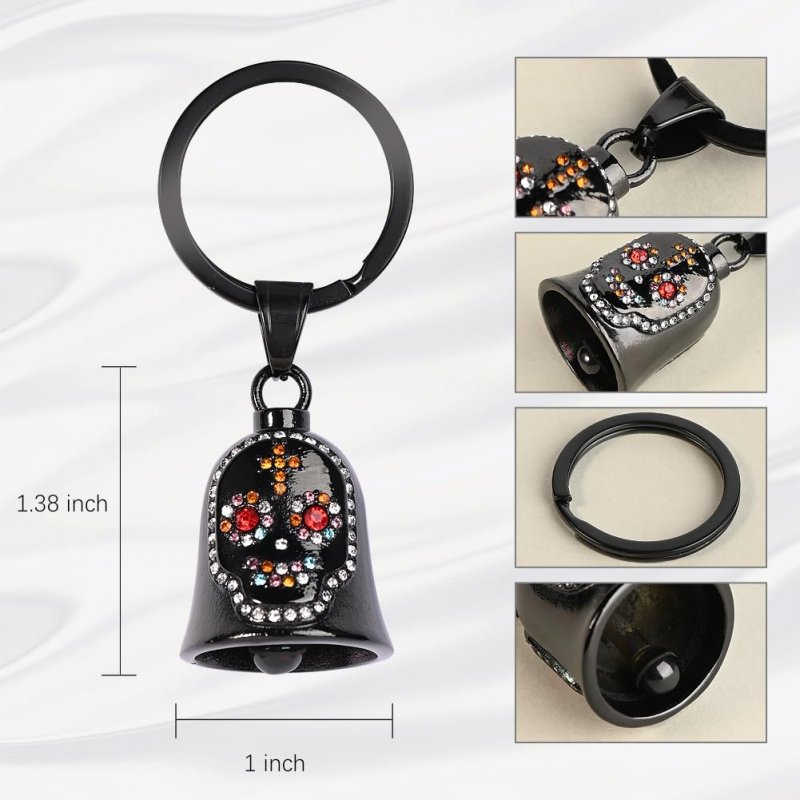 Motorcycle Bell Sugar Skull Gremlins For Motorcycles Guardian Keychain With Key Ring Biker Riding Accessory Luck All Your Life