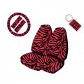 A Set Of 2 Universal Fit Animal Print High Back Bucket Seat Covers Wheel Cover Shoulder Pads And 1 Key Fob Zebra Hot Pink 