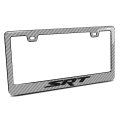 Dodge Jeep Srt Logo In 3d Silver Real 3k Carbon Fiber Finish Abs Plastic License Plate Frame 