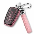 Qbuc For Toyota Key Fob Cover Withchain Premium Tpu Key Case Suitable 2018-2024 Highlander Rav4 Camry Avalon C-hr Corolla Gt86 
