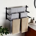 Kes 3-tiers Bath Towel Bar 24-inch Stainless Steel Bathroom Rack Wall Mount Matte Black Finish Bth202s3-bk 