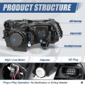 Auto Dynasty Ch2502239 Led Drl Projector Headlight Assembly Compatible With Chrysler 300 2011-2014 Driver Left Side Chrome