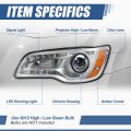 Auto Dynasty Ch2502239 Led Drl Projector Headlight Assembly Compatible With Chrysler 300 2011-2014 Driver Left Side Chrome