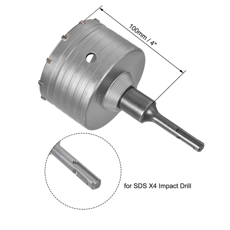 Wall Hole Drill Bit 95mm Concrete Cement Stone Saw Cutter 100mming Depth Round Shank With Connecting Rod For Sds X4 Impact